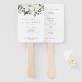Elegant Ivory Sage Floral Greenery Wedding Program Handwaaier