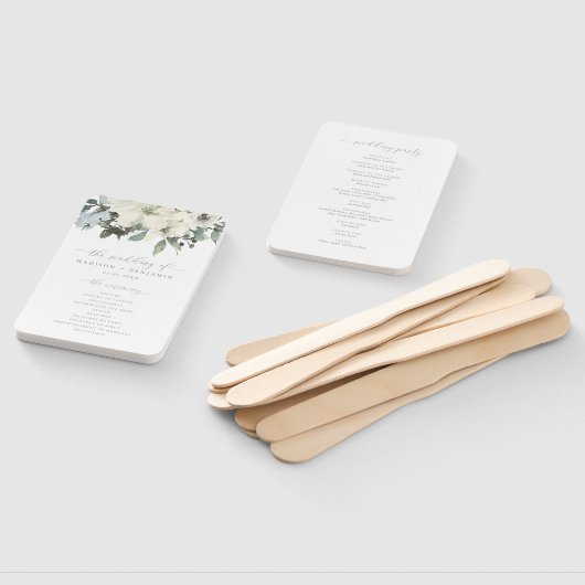 Elegant Ivory Sage Floral Greenery Wedding Program Handwaaier (Niet-gemonteerd)