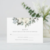 Elegant Ivory Sage Floral Greenery Wedding RSVP Kaartje (Staand voorkant)