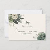 Elegant Ivory Sage Floral Greenery Wedding RSVP Kaartje (Voorkant)
