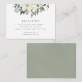Elegant Ivory Sage Floral Wedding Reception Informatiekaartje (Voorkant / Achterkant)