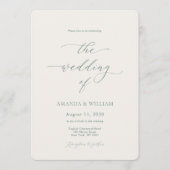 Elegant Ivory & Sage Wedding Invitation Kaart (Voorkant)