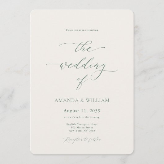 Elegant Ivory & Sage Wedding Invitation  Kaart (Voorkant)