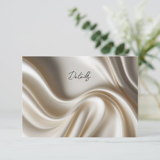 Elegant ivory satin wedding details card informatiekaartje (Staand voorkant)