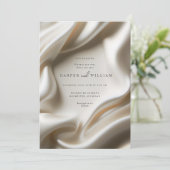 Elegant ivory satin wedding invitation kaart (Staand voorkant)