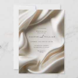 Elegant ivory satin wedding invitation kaart