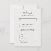 elegant ivory satin wedding meal choices RSVP (Achterkant)