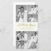 Elegant Ivory Scalloped Band 6 Foto Chic Wedding Bedankkaart (Voorkant / Achterkant)