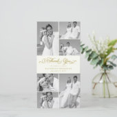 Elegant Ivory Scalloped Band 6 Foto Chic Wedding Bedankkaart (Staand voorkant)