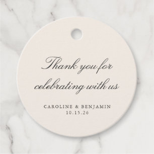 Elegant Ivory Script Wedding Custom Dank u Bedankjes Labels