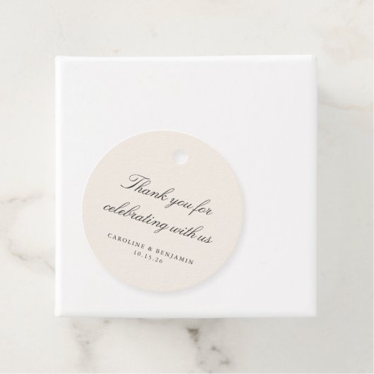 Elegant Ivory Script Wedding Custom Dank u Bedankjes Labels (In situ)