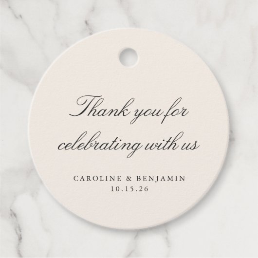 Elegant Ivory Script Wedding Custom Dank u Bedankjes Labels (Voorkant)