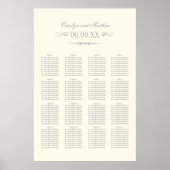 Elegant Ivory Silver Flourish Wedding Seating Poster (Voorkant)