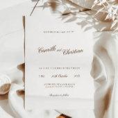 Elegant Ivory & Warm Brown Calligraphy Wedding Kaart
