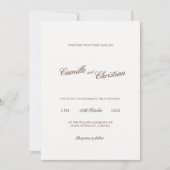 Elegant Ivory & Warm Brown Calligraphy Wedding Kaart (Voorkant)