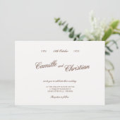 Elegant Ivory & Warm Brown Calligraphy Wedding Kaart (Staand voorkant)