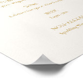 Elegant Ivory Wedding Bar Menu Sign Poster (Hoek)