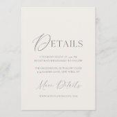 Elegant Ivory Wedding Details Card Kaart (Voorkant)