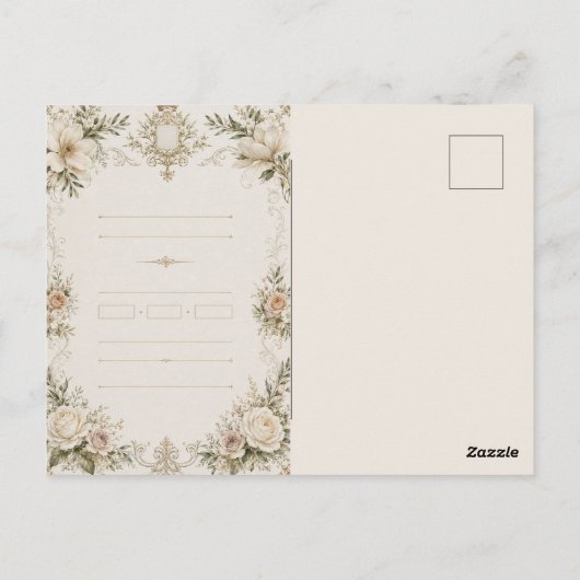 Elegant Ivory Wedding Invitation with Champagne Briefkaart (Achterkant)