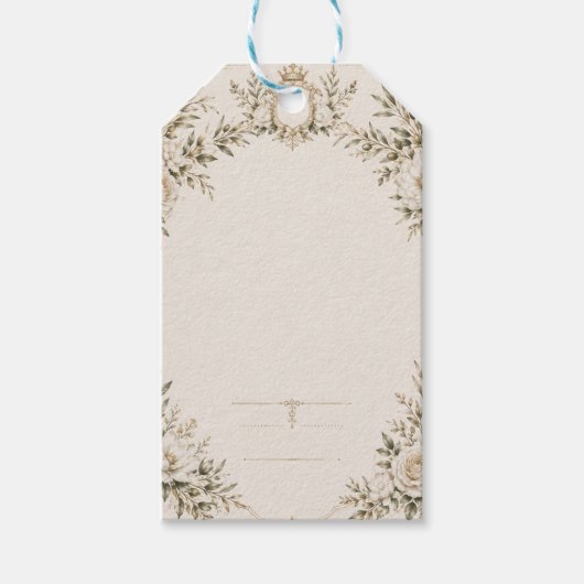 Elegant Ivory Wedding Invitation with Champagne Cadeaulabel (Voorkant)