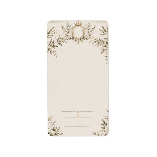 Elegant Ivory Wedding Invitation with Champagne Etiket (Voorkant)