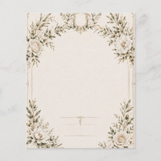 Elegant Ivory Wedding Invitation with Champagne Flyer (Voorkant)