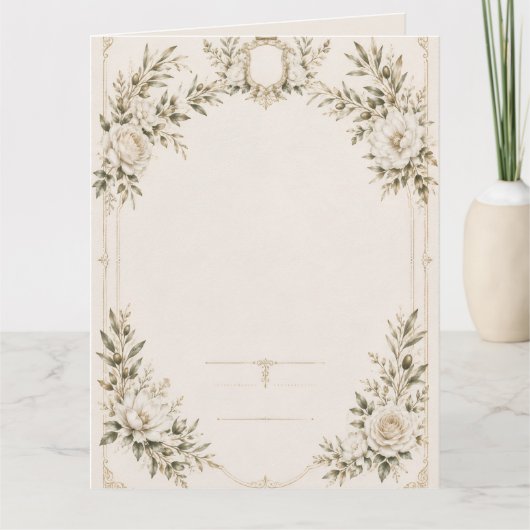 Elegant Ivory Wedding Invitation with Champagne Kaart (Voorkant)
