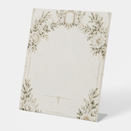 Elegant Ivory Wedding Invitation with Champagne Reclamebord Met Voetstuk
