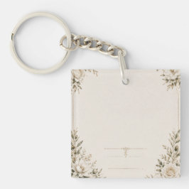 Elegant Ivory Wedding Invitation with Champagne Sleutelhanger