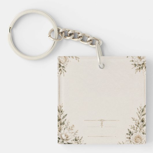 Elegant Ivory Wedding Invitation with Champagne  Sleutelhanger (voorkant)