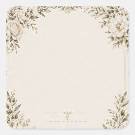 Elegant Ivory Wedding Invitation with Champagne Vierkante Sticker