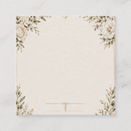 Elegant Ivory Wedding Invitation with Champagne Vierkante Visitekaartje