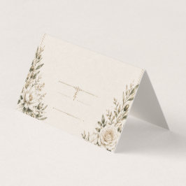 Elegant Ivory Wedding Invitation with Champagne Visitekaartje