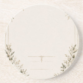 Elegant Ivory Wedding Invitation with Champagne Zandsteen Onderzetter