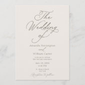 Elegant Ivory Wedding Invitation with Pattern Back Kaart (Voorkant)