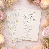 Elegant Ivory Wedding Invitation with Pattern Back Kaart