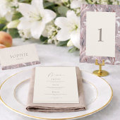 Elegant Ivory Wedding Menu with Thank You Card Kaart