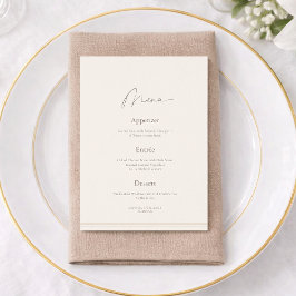Elegant Ivory Wedding Menu with Thank You Card  Kaart