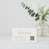 Elegant Ivory Wedding Registry Card with QR Code Informatiekaartje (Staand voorkant)