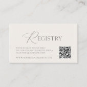 Elegant Ivory Wedding Registry Card with QR Code Informatiekaartje (Voorkant)