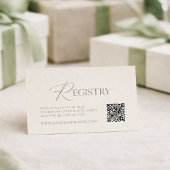 Elegant Ivory Wedding Registry Card with QR Code Informatiekaartje