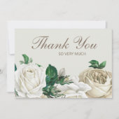 Elegant Ivory White Cream Rozen Weddenschap Bedankkaart (Voorkant)
