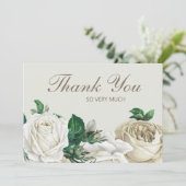 Elegant Ivory White Cream Rozen Weddenschap Bedankkaart (Staand voorkant)