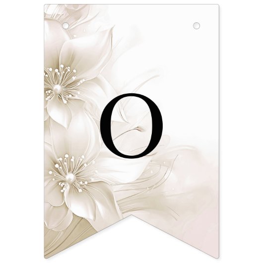 Elegant Ivory White Flowers Bunting Flag Vlaggetjes (Tweede vlag)