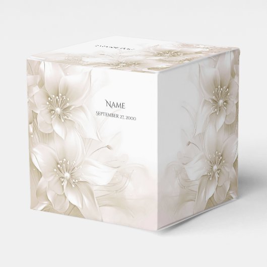 Elegant Ivory White Flowers Favor Box Bedankdoosjes (Voorkant Zijde)