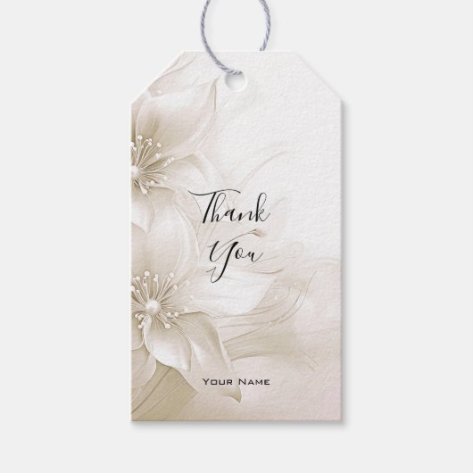 Elegant Ivory White Flowers Gift Tag Cadeaulabel (Voorkant)