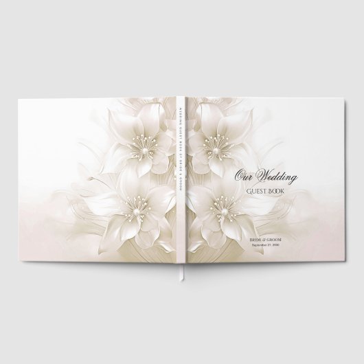 Elegant Ivory White Flowers Guest Book Gastenboek (Volledig)