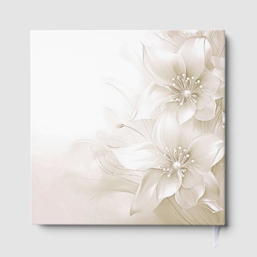 Elegant Ivory White Flowers Guest Book Gastenboek (Achterkant)