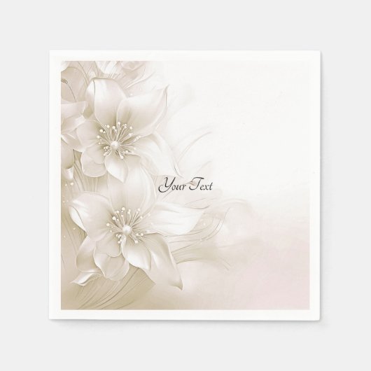 Elegant Ivory White Flowers Napkins Servet (Voorkant)