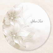 Elegant Ivory White Flowers Paper Coaster Ronde Kartonnen Onderzetter (Voorkant)